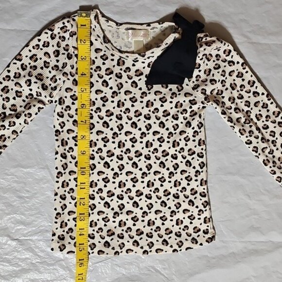 Nannette Girls Size 4 Long Sleeve Leopard Print Top with Black Bow Used - Picture 9 of 10